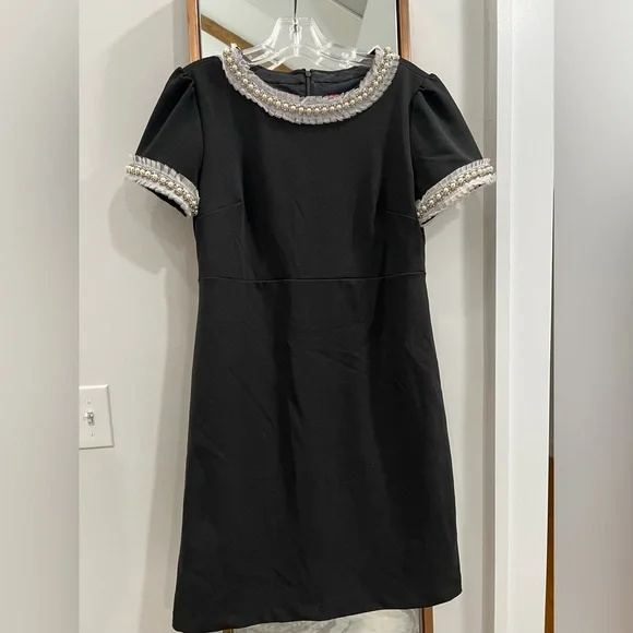 Betsey Johnson | Dresses | Betsey Johnson Black Scuba Crepe Pearl Jewel Trim Short Sleeve Sheath Dress | Poshmark Betsey Johnson | Dresses | Betsey Johnson Black Scuba Crepe Pearl Jewel Trim Short Sleeve Sheath Dress | Poshmark